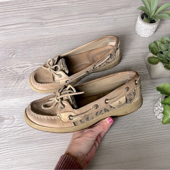 SPERRY angelfish animal print sequin boat shoes size 6.5 - Picture 2 of 13